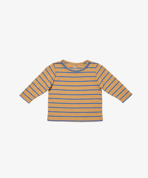 Oso & Me Baby Edward Tee ~ Camel Fine Stripe