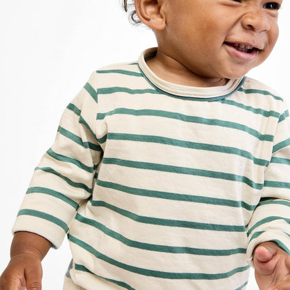 Oso & Me Baby Edward Baby Tee ~ Pine Stripe