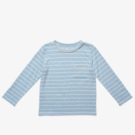 Oso & Me Edward T-Shirt ~ Dusty Blue Fine Stripe