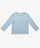 Oso & Me Edward T-Shirt ~ Dusty Blue Fine Stripe