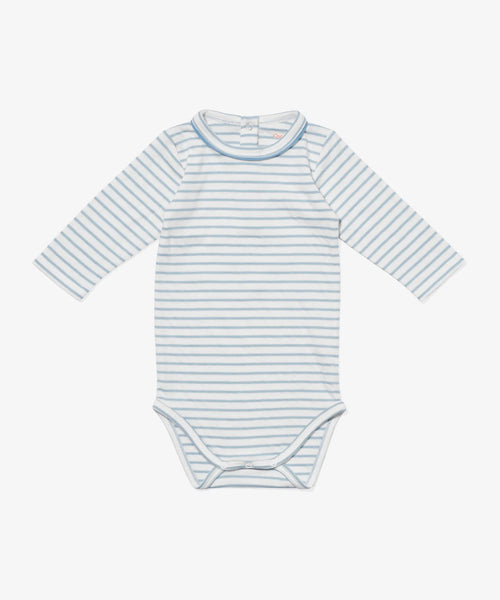 Oso & Me Edward One-Piece, Dusty Blue Mini Stripe