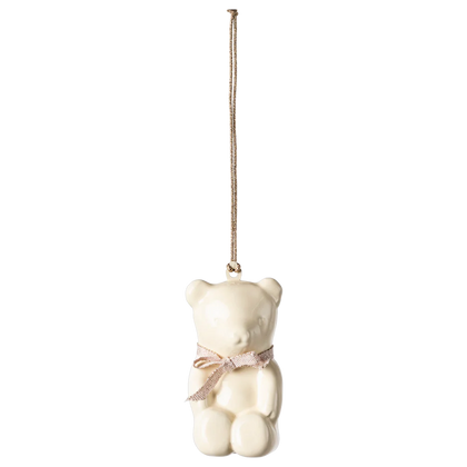 Maileg Teddy Bear Metal Ornament, Off-White/Rose