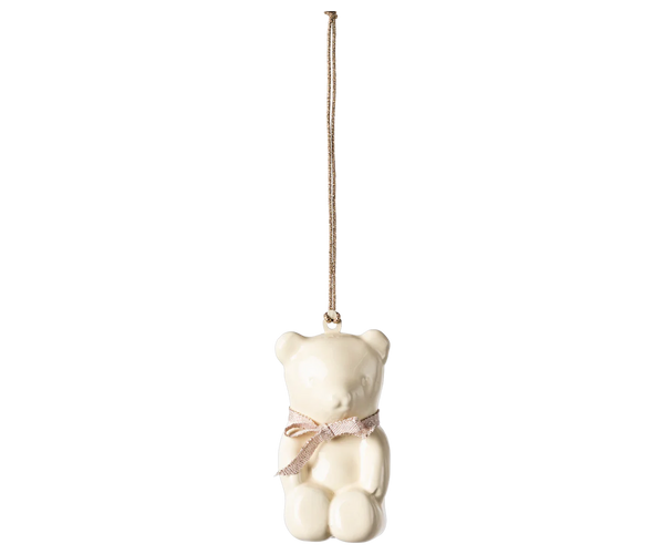 Maileg Teddy Bear Metal Ornament, Off-White/Rose