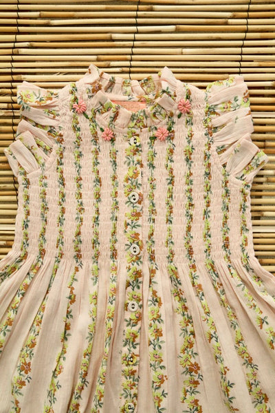 Bonjour Long Dress ~ Flower Garland Print