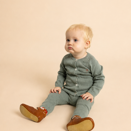 Floss Clover Cardigan Set ~ Dusty Green