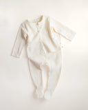 Ferne Baby Waffle Footed Cardigan Set ~ Ecru