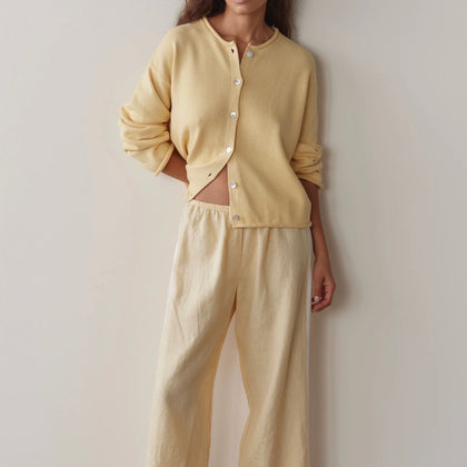 Donni Linen Stripe Crop Pant ~ Butter