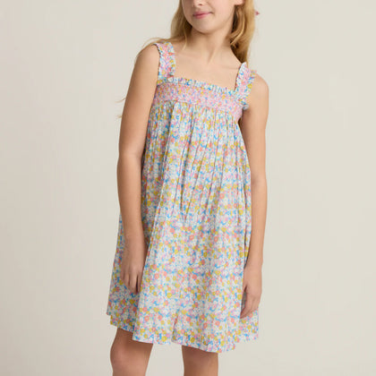 Minnow Girls Jasmine Blossom Smocked Ruffle Strap Dress