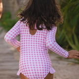 Minnow Girls Blush Gingham Rashguard