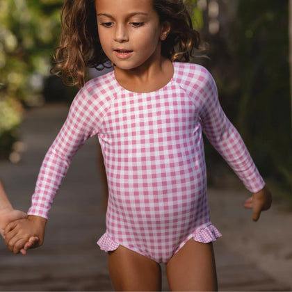 Minnow Girls Blush Gingham Rashguard