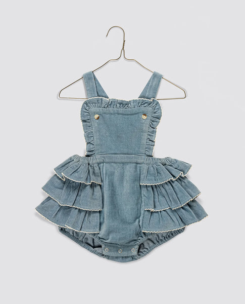 Little Cotton Clothes Velvet Dhalia Romper ~ Eggshell