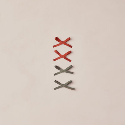 Noralee Mini Velvet Bows ~ Pine, Ruby