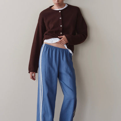 Donni Linen Stripe Crop Pant ~ Lapis