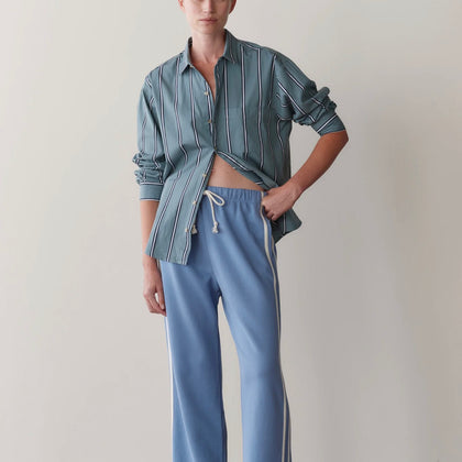 Donni The Eco-Terry Stripe Crop Pant ~ Cornflower