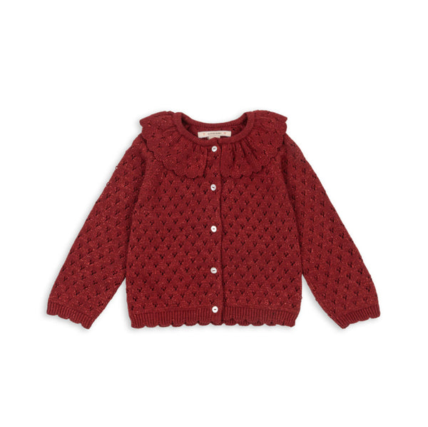 Konges Holiday Knit Cardigan ~ Red Dahlia