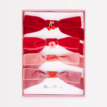 Meri Meri Valentine Velvet Bows with Charms