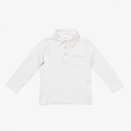 Oso & Me Parker LS Polo ~ Vanilla Piping