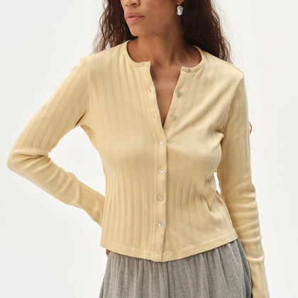 DONNI The Sweater Varied Rib Cardi - Butter