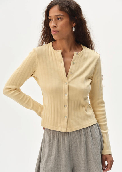 DONNI The Sweater Varied Rib Cardi - Butter