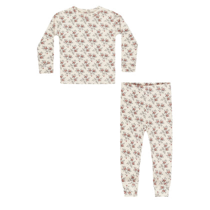 Rylee & Cru Organic LS Pajama Set ~ Holiday Florals