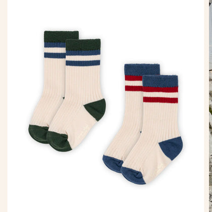 Konges 2 Pack Rib Socks ~ Multi Stripe