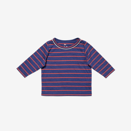 Oso & Me Baby Edward Tee Navy Fine stripe