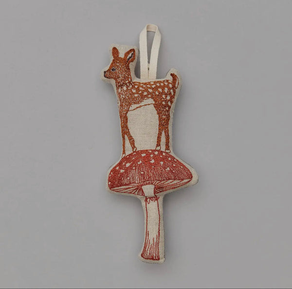 Coral & Tusk Deer with Mushroom Ornament