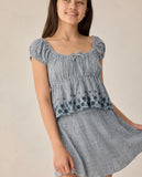 Rylee + Cru Teen Rachel Skirt ~ Marine Gingham
