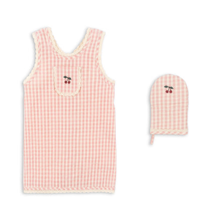 Konges Kids Frill Apron Set ~ Cherry Check