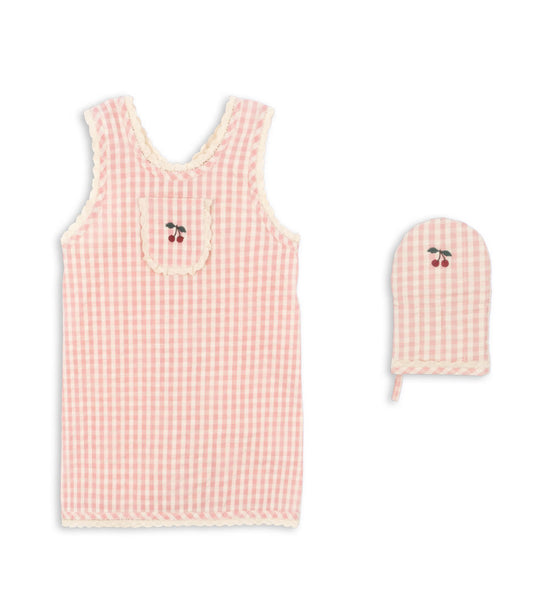 Konges Kids Frill Apron Set ~ Cherry Check