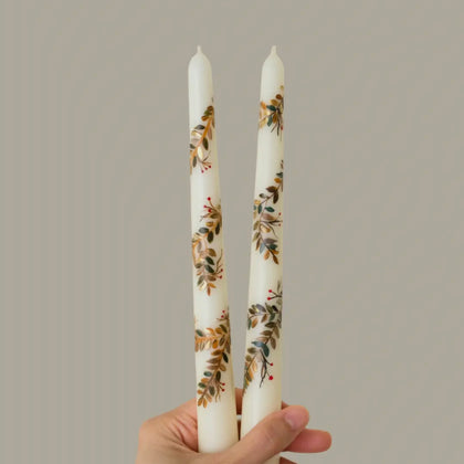 Hand Painted Candlesticks ~ Autumn