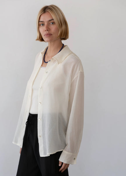 Donni The Silk Cotton Sheer Shirt ~ Creme
