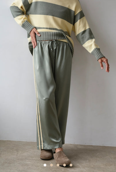 Donni Silk Stripe Crop Pant ~ Dill
