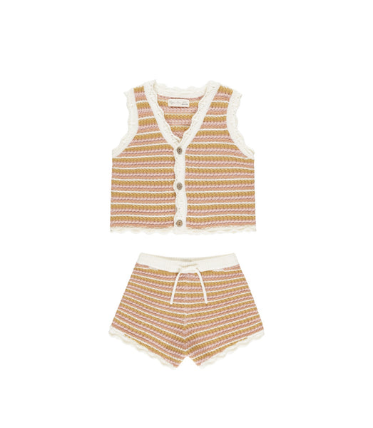 Rylee + Cru Scallop Crochet Set ~ Pink Stripe