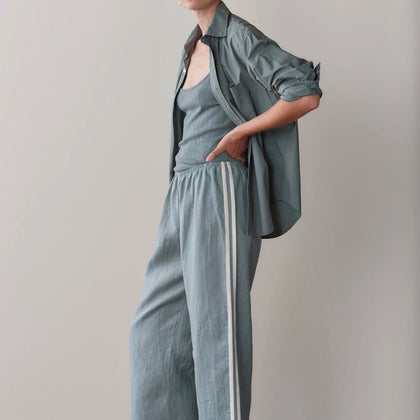 Donni Linen Stripe Crop Pant ~ Sage