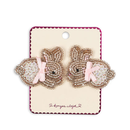 Konges 2 Pack Beaded Bunny Hair Clips