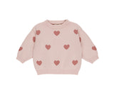 Quincy Mae Knit Heart Knit Sweater ~ Bubblegum