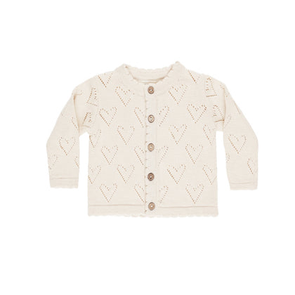 Quincy Mae Knit Heart Cardigan ~ Ivory