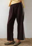 Donni Linen Stripe Crop Racer Pant ~ Espresso