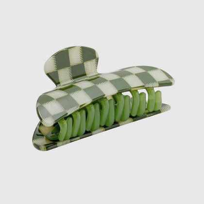 Machete Midi Claw in Green Checker