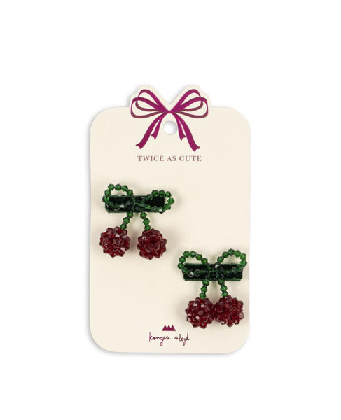 Konges Cherry Hair Clips ~ 2 pack