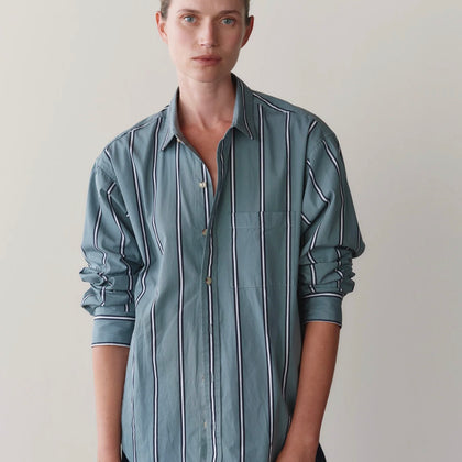Donni Pop Shirt ~ Sage Stripe