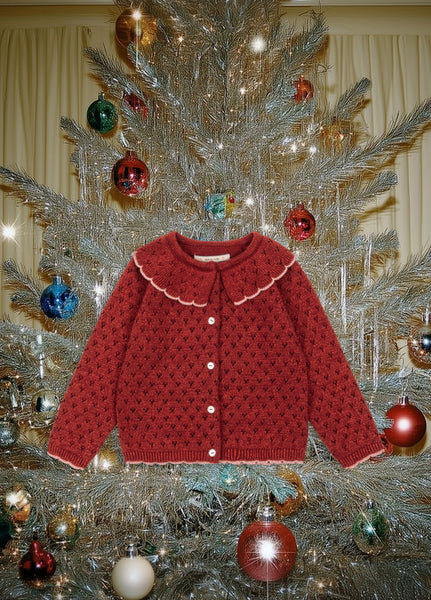 Konges Holiday Knit Cardigan ~ Red Dahlia