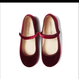 Childrenchic Classic Velvet Mary Janes ~ Burgundy