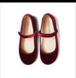 Childrenchic Classic Velvet Mary Janes ~ Burgundy
