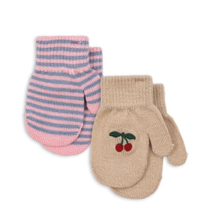 Konges Mittens 2 Pack ~ Cherry Stripe