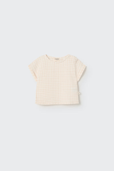 Cozmo Organic Plaid Gauze Baby Top ~ Coffee