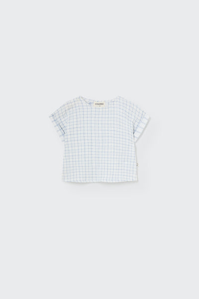 Cozmo Organic Plaid Gauze Baby Top ~ Blue