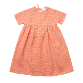 Nellie Quats Hopscotch Dress ~ Strawberry & Oat Mini Check Linen