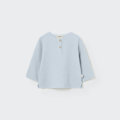 Cozmo Soft Gauze Baby Shirt ~ Sky Blue
